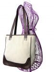 Elevate Your Style with the Fossil Ivory Linen Brown Leather Tote Shoulder Bag with Pewter Accents